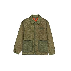 Quilted Button Up Dark Khaki Jacket
