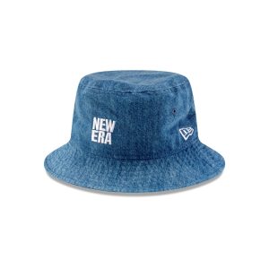 Square Logo Indigo Denim Bucket Hat