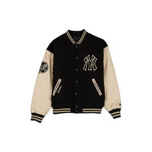 Patched Black Varsity Jacket