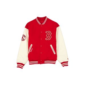 Patched Red Varsity Jacket