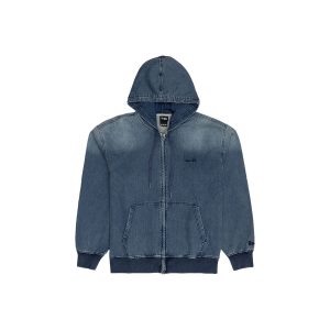 Washed Blue Zip-Up Sweat Jacket