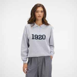 Gray Knit Long-Sleeve Polo