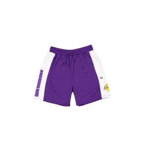 Purple Graphic Mesh Shorts