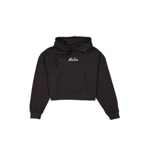 Women's Cropped Black Script Hoodie