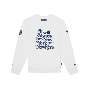 New York or Nowhere Pinstripe White Crewneck