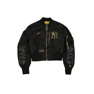 Alpha Industries Black and Gold Women's Cropped L-2B Bomber Jacket