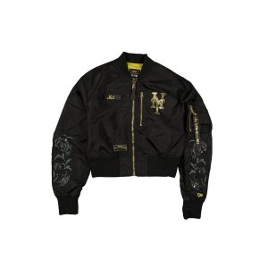 Alpha Industries Black and Gold Women's Cropped L-2B Bomber Jacket