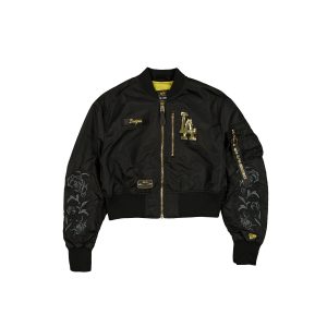 Alpha Industries Black and Gold Women's Cropped L-2B Bomber Jacket