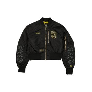 Alpha Industries Black and Gold Women's Cropped L-2B Bomber Jacket