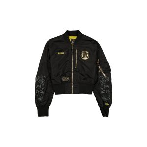 Alpha Industries Black and Gold Women's Cropped L-2B Bomber Jacket