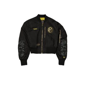 Alpha Industries Black and Gold Women's Cropped L-2B Bomber Jacket