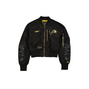 Alpha Industries Black and Gold Women's Cropped L-2B Bomber Jacket