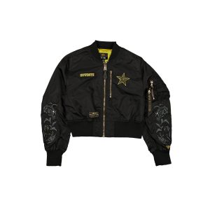 Alpha Industries Black and Gold Women's Cropped L-2B Bomber Jacket