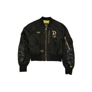 Alpha Industries Cooperstown Black and Gold Women's Cropped L-2B Bomber Jacket