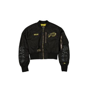Alpha Industries Black and Gold Women's Cropped L-2B Bomber Jacket