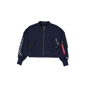 Alpha Industries Navy Women's Full Zip Cropped Fleece Jacket