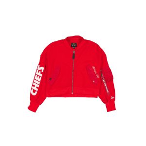 Alpha Industries Red Women's Full Zip Cropped Fleece Jacket