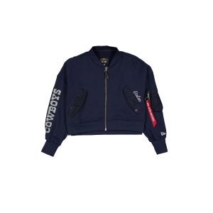 Alpha Industries Navy Women's Full Zip Cropped Fleece Jacket