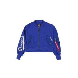 Alpha Industries Cooperstown Blue Women's Full Zip Cropped Fleece Jacket