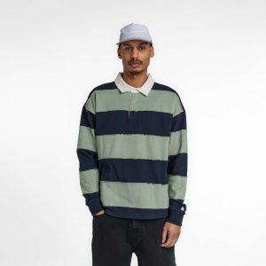 Cut & Sew Block Navy Long Sleeve Rugby Shirt