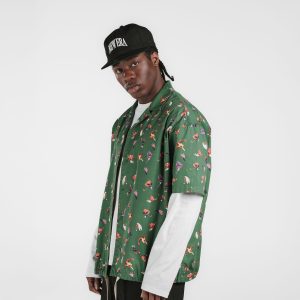 Resort Green Bark Open Collared Shirt
