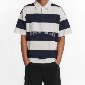 Embroidered Yarn Dye Navy Rugby Shirt