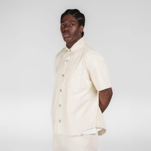 Ellicott Chrome White Twill Half Sleeve Button Up Shirt