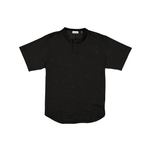 Galvin 2-Button Mesh Henley Black Jersey