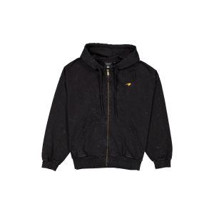 Washed Black Oversized Full-Zip Hoodie