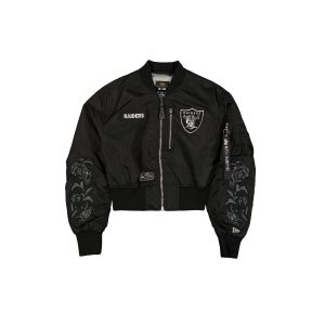 Alpha Industries Black and Silver Women's Cropped L-2B Bomber Jacket
