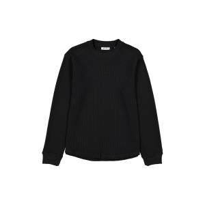 Black Long-Sleeve Waffle T-Shirt