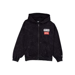 Drop Shoulder Black Full-Zip Hoodie