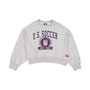 Women's National Team Women's Heather Gray Cropped Crewneck