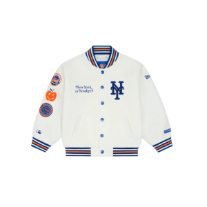 New York or Nowhere Youth Chrome White Motto Varsity Jacket